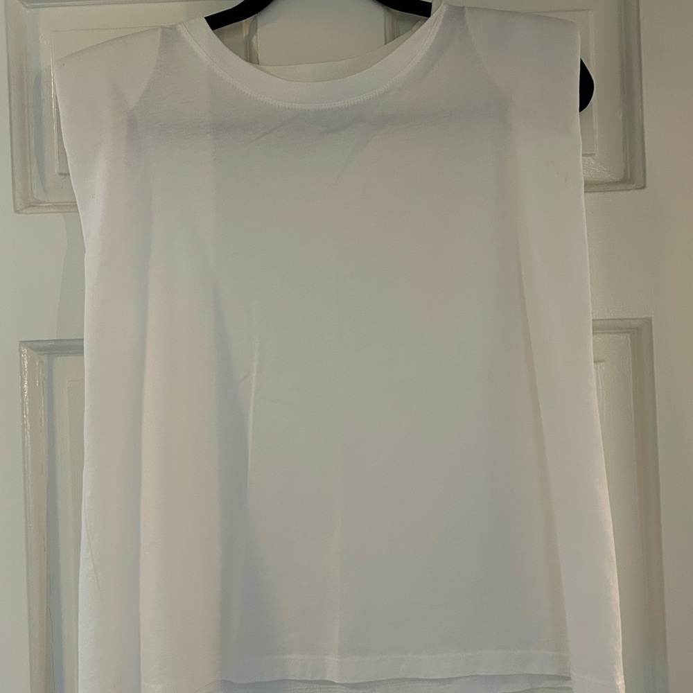 Zara White Shoulder Pad Tee View 2